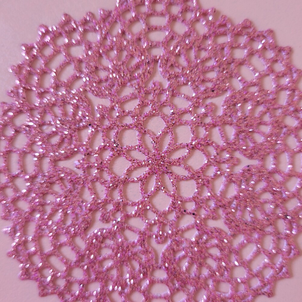 Aplique Mandala 10cm EVA com glitter - 10 unidades rosa
