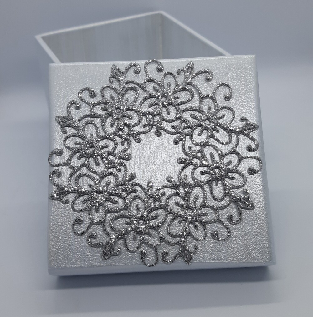 Aplique Mandala 8cm EVA com glitter 8cm - 15 unidades prata