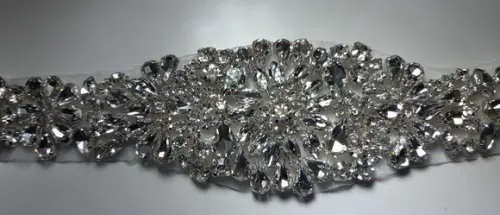 Aplique de strass Flores de prata