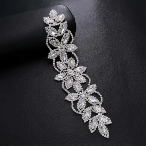 Aplique de strass Florido cor prata