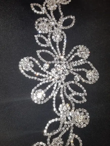 Aplique de strass Flores e folhas cor prata