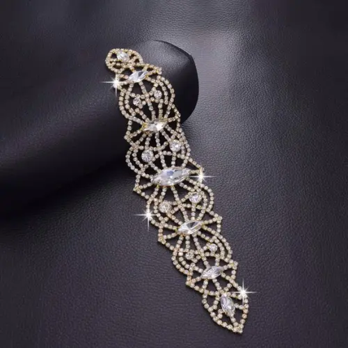 Aplique Dourado com Strass para Vestido de Noiva ou Festa