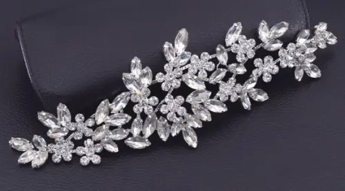 Aplique Folhas de Strass Prata