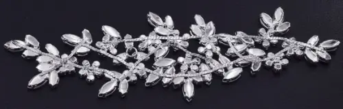 Aplique Folhas de Strass Prata