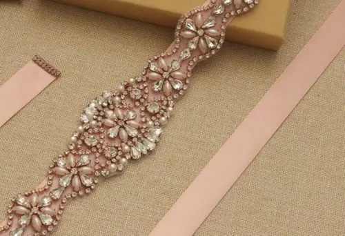 Aplique Rosé Gold De Strass E Pérolas