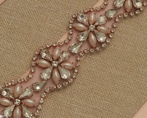 Aplique Rosé Gold De Strass E Pérolas