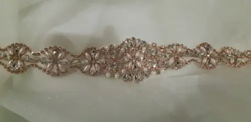 Aplique Rosé Gold De Strass E Pérolas