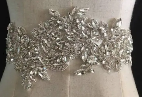 Apliques Bordados de Pedraria para Vestido (2 Peças)