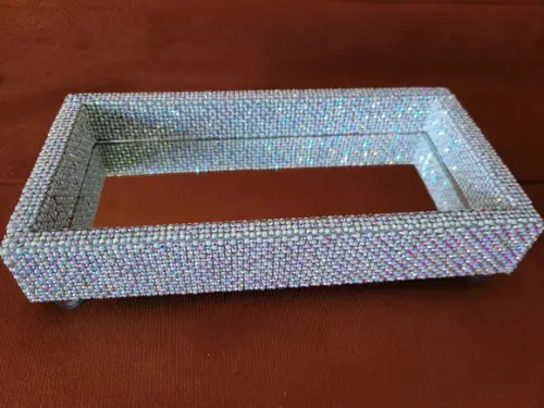 Bandeja Espelhada Decorada com Strass Ab