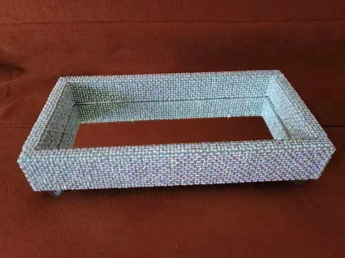 Bandeja Espelhada Decorada com Strass Ab