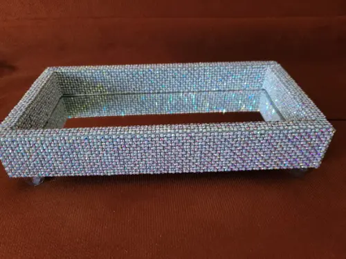 Bandeja Espelhada Decorada com Strass Ab