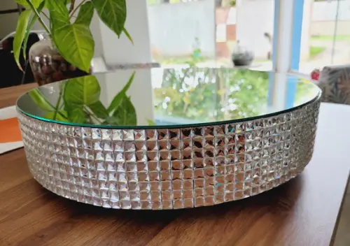 Base Prateada Boleira Espelhada 40 cm para Bolo