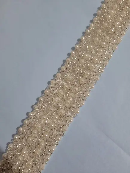 Cinto Bordado com Pérolas - Aplique 80cm