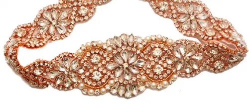 Cinto Bordado com Strass e Pérolas 80cm