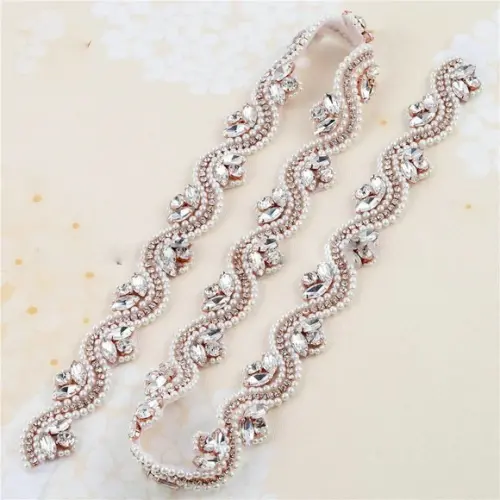 Cinto Bordado de Pérolas e Strass Prata, Dourado ou Rose