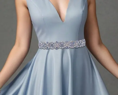 Cinto Bordado Prata com Azul Serenity