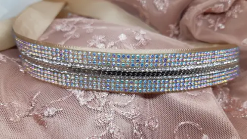Cinto com strass Boreal (Furta coror) rosa e metal prata