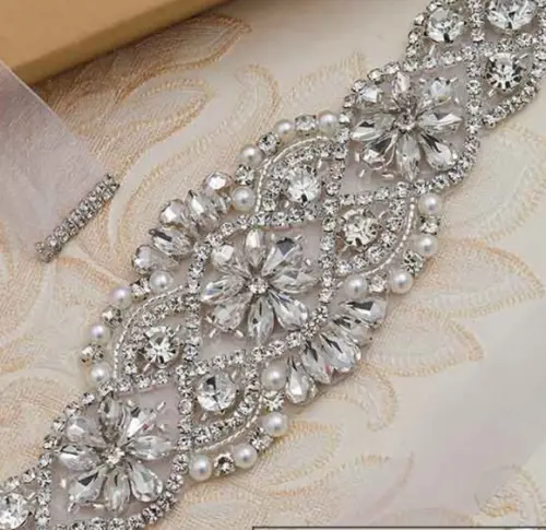 Cinto de Pedraria Prata p/ Vestido de Noiva ou Festa