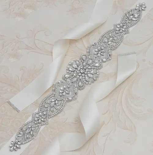 Cinto de Strass Bordado Prata