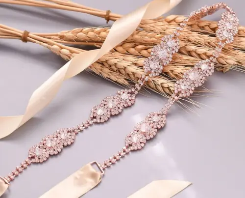 Cinto de strass delicado rosé gold