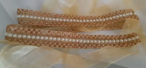 Cinto De Strass Dourado E Pérolas