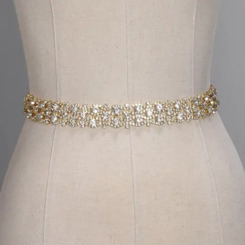 Cinto de Strass Dourado Luxuoso