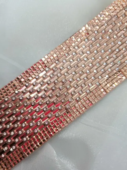 Cinto de Strass e Mini Espelhos Rosé Gold Largo 5cm