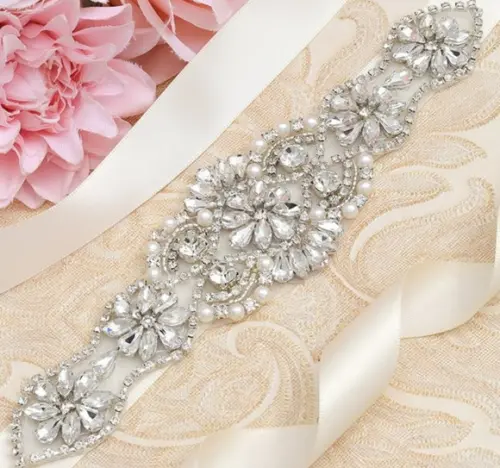 Cinto de Strass e Pérolas Aplique 18cm!