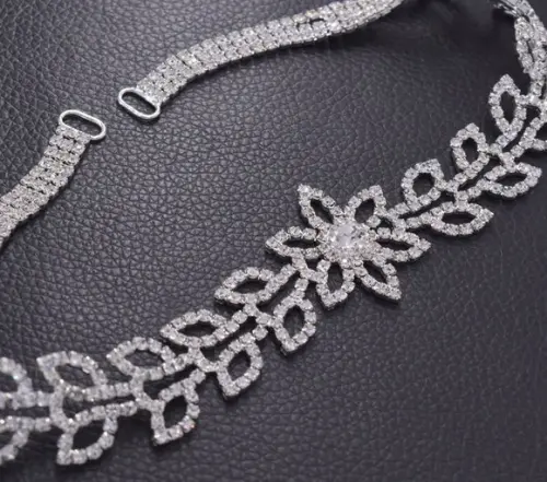 Cinto de Strass Flor e Folhas 3 Cores