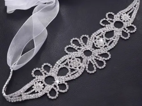 Cinto de strass flores de cristal 3 cores
