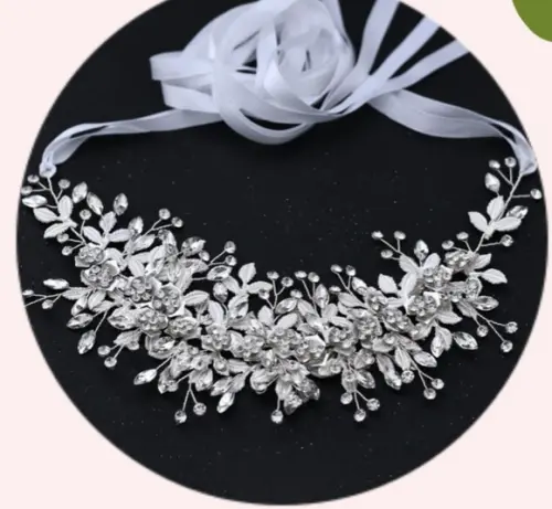 Cinto de strass Folhas em prata