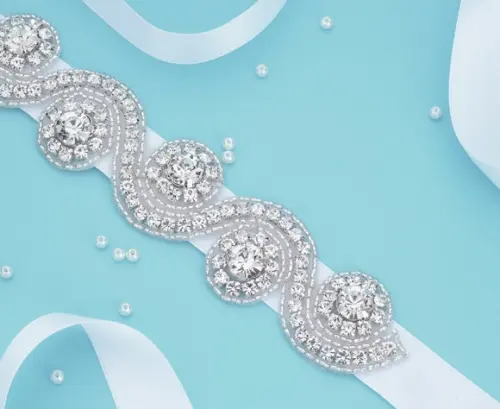 Cinto de strass ondas para vestido de noiva ou de festa