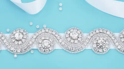 Cinto de strass ondas para vestido de noiva ou de festa