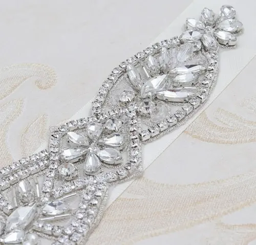 Cinto de Strass Prata Aplique Grande - Fita Várias Cores