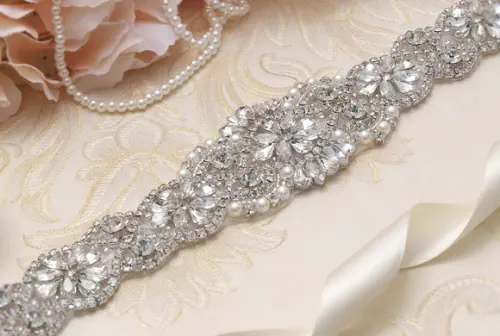 Cinto de Strass Prata Aplique Grande 57cm