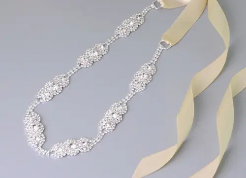 Cinto de Strass Prata Delicado p/ Vestido Festa e Noiva
