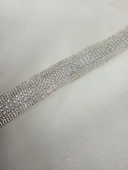 Cinto de Strass Prata Largo 5cm