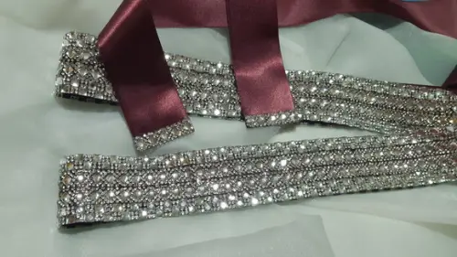 Cinto de Strass Prata Largo 5cm Várias Cores Fita