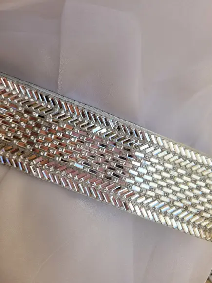 Cinto de Strass Prata Largura 5cm para Vestido de Festa