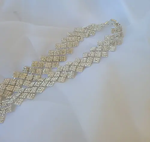 Cinto de Strass Prata Quadriculado
