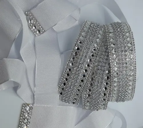 Cinto de strass prata sob medida 2,5 largura
