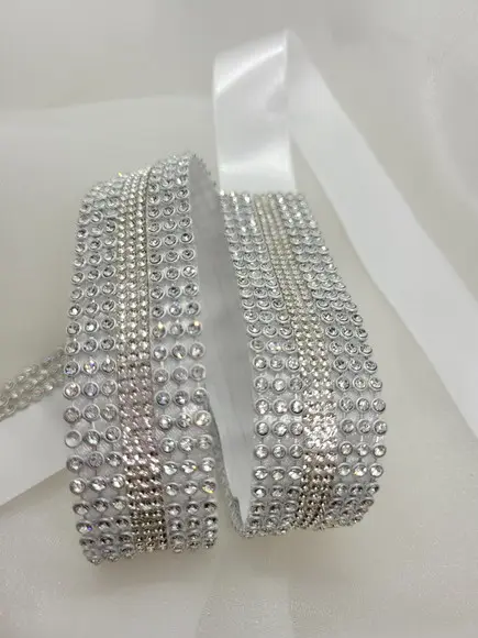 Cinto de Strass Prata Toda Cintura 3cm Largura