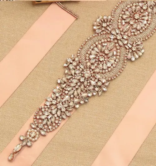 Cinto de Strass Rosé para Vestido de Noiva ou de Festa
