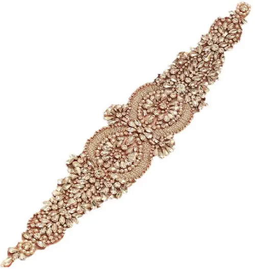Cinto de Strass Rosé para Vestido de Noiva ou de Festa