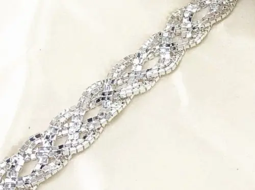 Cinto de Strass Trançado Prata