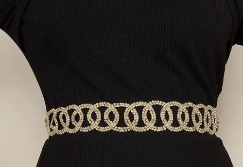 Cinto Dourado com Strass Entrelaces