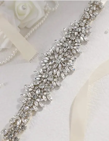 Cinto Florido de Strass para Vestido de Festa ou Noiva