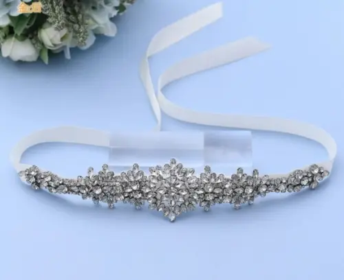 Cinto Florido de Strass para Vestido de Festa ou Noiva