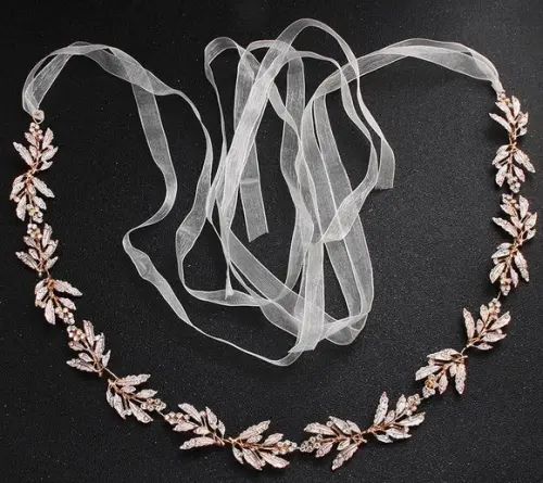 Cinto Folhas de Strass Dourado para Vestido de Festa