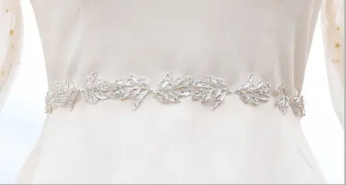 Cinto Folhas de Strass Prata para Vestido de Festa